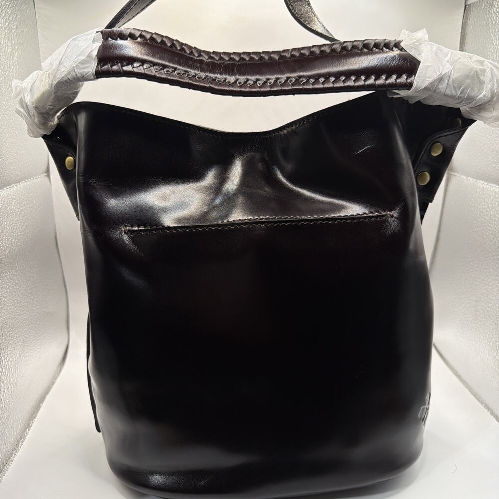 BNWOT Patricia Nash Torresina Tobacco Brown Leopard Calf Hair Bucket Tote Bag - Picture 8 of 16